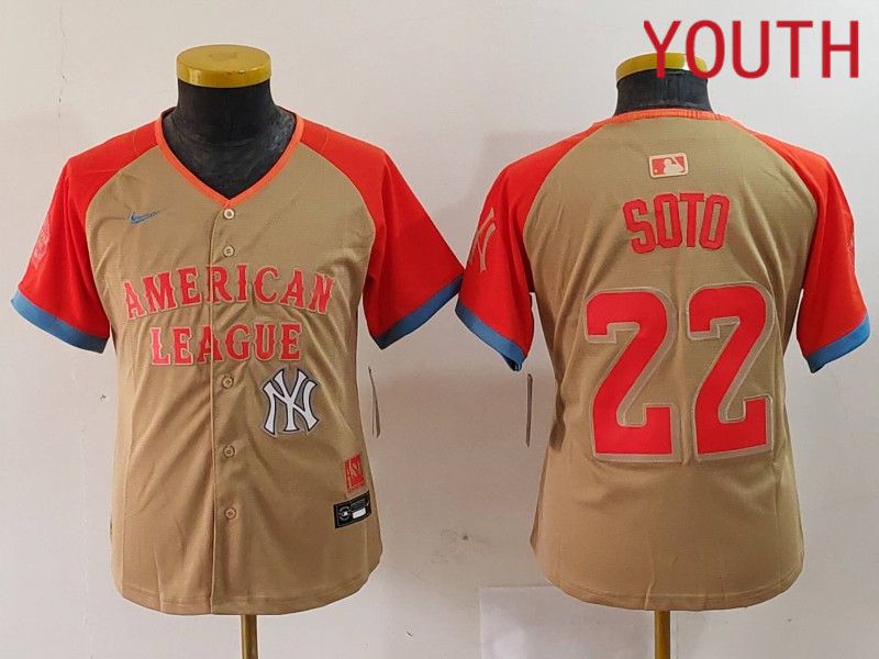 Youth New York Yankees #22 Soto Orange All star 2024 Nike MLB Jersey style 6->youth mlb jersey->Youth Jersey